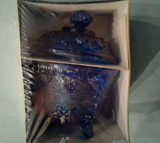 Jeannette Glass Co.  Candy Jar & Cover 3525 Blue Box Rare