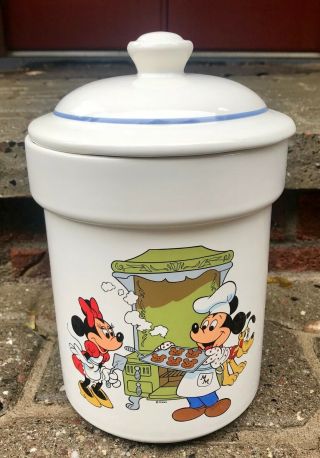Walt Disney Cookie Jar Canister Mickey Mouse Minnie Vintage Rare Treasure Craft