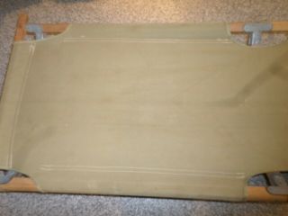 Vintage WOOD FRAME CANVAS COT - ARMY GREEN 3