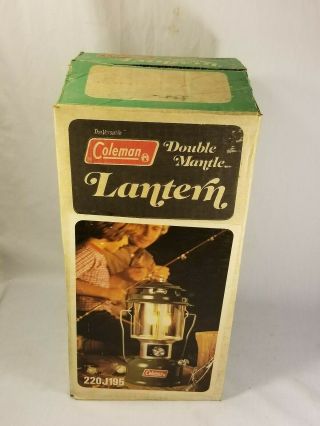 Vintage Green Coleman Lantern 220J195 Double Mantle w/Box 2