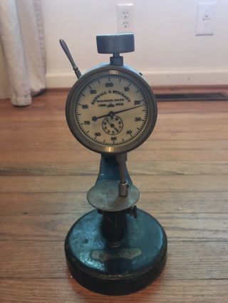 Antique Randall Stickney Dial Indicator Gauge & Cast Iron Stand