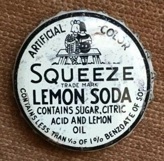 Rare Squeeze Lemon Soda Cork Crown Bottle Cap Girls Superior Nebraska Coca - Cola