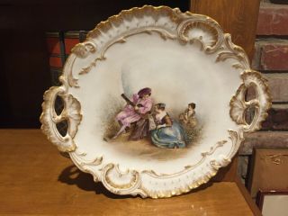 Rare French Limoges Porcelain Musican Cabinet Plate Signed " H.  Huet "