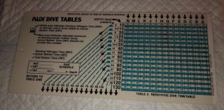 PADI Dive Table - Rare Version Scuba Diving Tables on Thick 2 - Sided Plastic Card 2