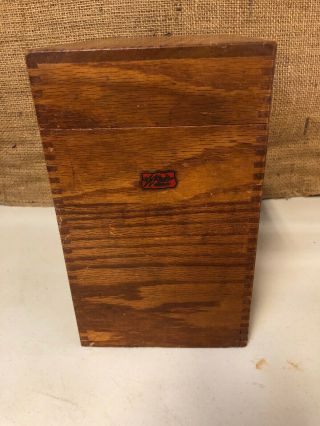 Rare Size Vintage 5 X 7 Weis Brand Oak Wood Card File Box Dovetail Corners