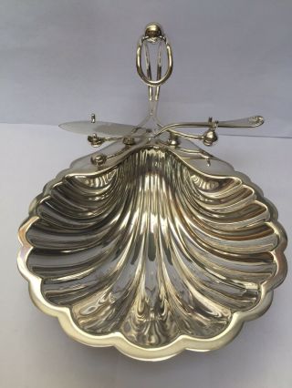 Rare Victorian James Beresford,  Silver Plated Shell Shaped Butter Dish C.  1880