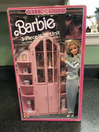 Vintage 1987 Barbie Sweet Roses 3 Piece Wall Unit Almost Complete 4772