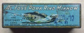 Vintage Al Foss Pork Rind Wiggler 13 Box