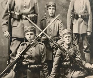 Rare Ww1 Cdv Photos,  German 181 Soldiers,  Rifles With Fixed Bayonets,  Field Caps