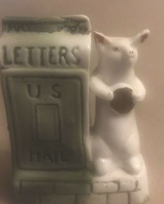 Rare Victorian Pig Fairing Post Box Letter Piggy Bank Pig Holding Coin Signed