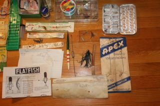 Antique Fishing Tackle with Wooden Lures and Fishing Gear 1940 ' s 2