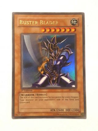 Yu - Gi - Oh Trading Card - Psv - 050 - Buster Blader (ultra Rare) With Card Sleeve