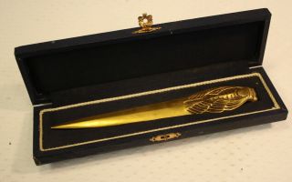 Antique Solid Brass Scarab Letter Opener - Select Bijou Brand Signed By Artist
