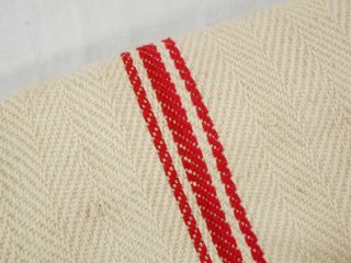 Vtg Antique Red Stripe Soft Linen Fabric Feed Sack Grain Bag 21x51
