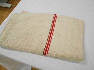 Vtg Antique RED STRIPE soft LINEN Fabric FEED SACK GRAIN BAG 21x51 2