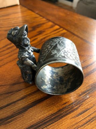 Antique Victorian Silver Plated Figural Napkin Ring