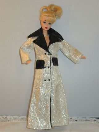 Vintage Barbie Clone Maddie Mod Shillman Coat Long Silve & Velvet