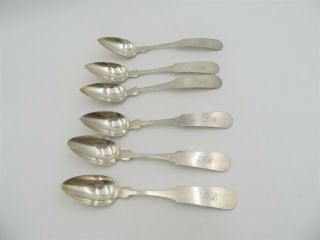 Group Of Six 6 1/4 Inch Rh Bailey Coin Silver Spoons 100 Grams