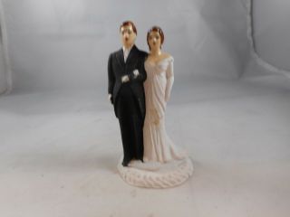 Vintage Chalkware Bride Groom Wedding Cake Topper