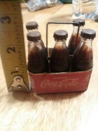 Rare Wire Handle Carrier Vintage 6 - Pack Carrier Miniature Coca - Cola Bottles.