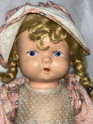 Vintage 13” Celluloid Doll With Jointed Arms & Legs At Least 100 Yrs Old