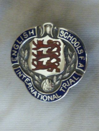 Very Rare Silver Football Badge " English Schools F.  A.  International Trial "