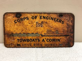 Rare 1970.  Corps Of Engineers.  Towboats A’ Comin’ Little Rock District.  Plate