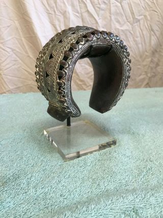 Antique Heavy Solid Brass African Tribal Ceremonial Cuff Bracelet Jewelry