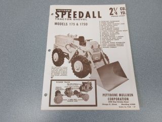 Rare Pettibone Speedall 175 & 175d Tractor Shovel Sales Sheet