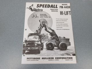 Rare Pettibone Speedall Pm - 440h Tractor Shovel Sales Sheet