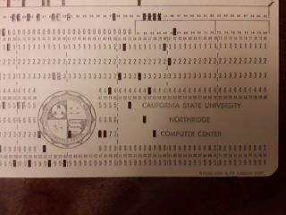 Vintage Computer Punch Card California State University Northridge RARE Punched 3