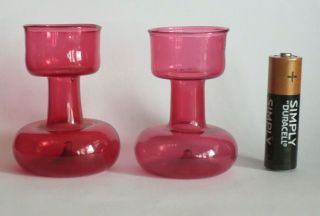 Rare Pair Antique Cranberry Glass Bulb Vases Hyacinth Crocus Stourbridge ? Ruby