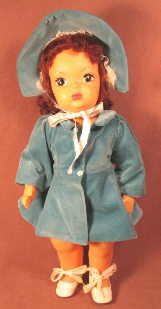 Vintage Terri Lee Doll Clothes - For 16 " Doll - Blue Coat & Bonnet - Tagged