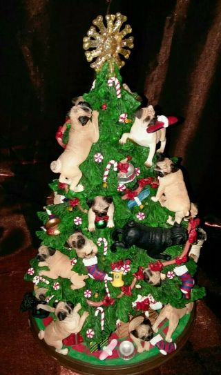 Danbury Pug Dog Lighted Christmas Tree Figurine Retired Box Rare