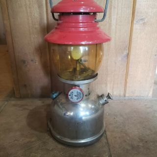 Vintage 1/51 Coleman 200 Made In Usa Single Mantle Lantern Rare Red Nickel Model