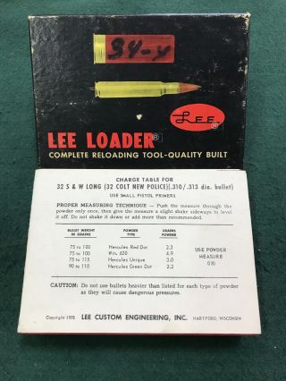 Vintage Early Lee Loader Hand Loader For 38 S&w.  Rare.