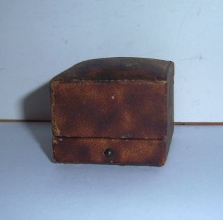 Antique Brown Ring Box Push Button Velvet Cushion Silk Lining