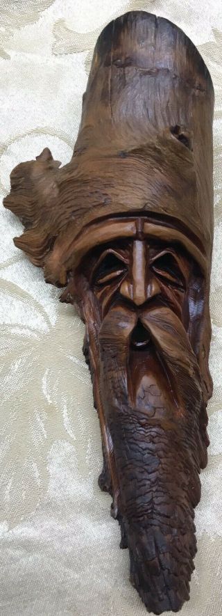 Vintage Wooden Wizard Wood Carving Wall Decor