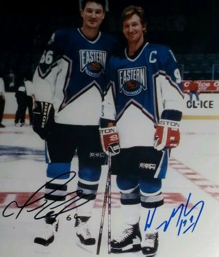 Wayne Gretzky & Mario Lemieux 2x Rare Signed 8x10 Photo W/ Holocoa Hockey Greats