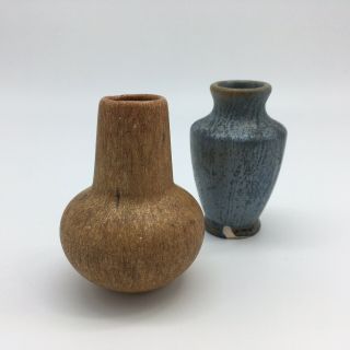 Two Early Tiny Vases - Garden Of The Gods Pottery - Rare Glazes