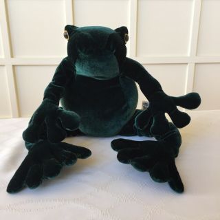 Vintage Manhattan Toy Company Green Frog Plush Stuffed Animal 16 In.