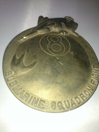 Vintage 6 Inch Ww2 Submarine Squadron 8 Eight Bronze Plaster Medallion Very Rare
