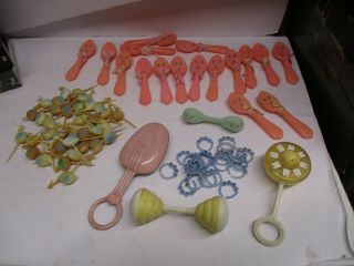 Vintage Baby Rattles & Baby Shower Party Favors & Plastic Stork Toothpicks