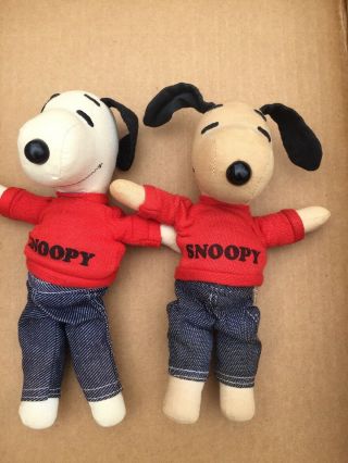 Authentic Vintage Snoopy Dog Rare 1958 - 1968 On Tag Red Shirt “snoopy” Blue Jeans