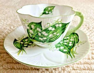Shelley Bone China Cup And Saucer 13822 - Lily Of The Valley Dainty