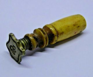 Antique 19th Century Turned Bovine Bone And Brass Wax Seal