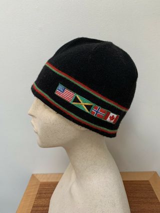 Rare Swix Wool Ski Hat Beanie Usa Norway Jamaica Canada Flags,  Made In Canada