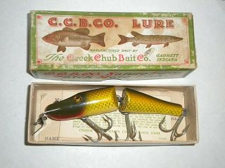 Vintage Creek Chub 2604 Golden Shiner Jointed Pikie Wood Fishing Lure W/ Box