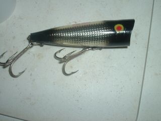 old fishing lures Early Pico Pop RARE Color Chugger Foil Flash Black Texas Bait 2