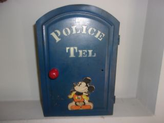 Rare Vintage Walt Disney Mickey Mouse Metal Police Telephone Toy